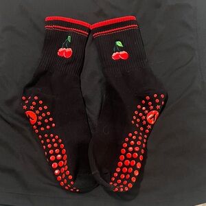 Cherry detail grip socks sz L